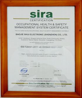 宝捷SIRA2007证书