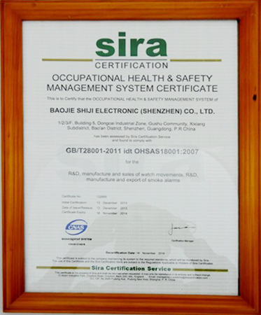 宝捷SIRA2007证书